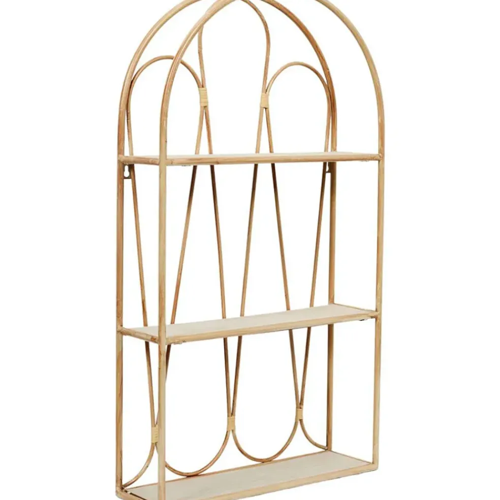 Etagère murale 3 niveaux en paulownia naturel h73cm - Java
