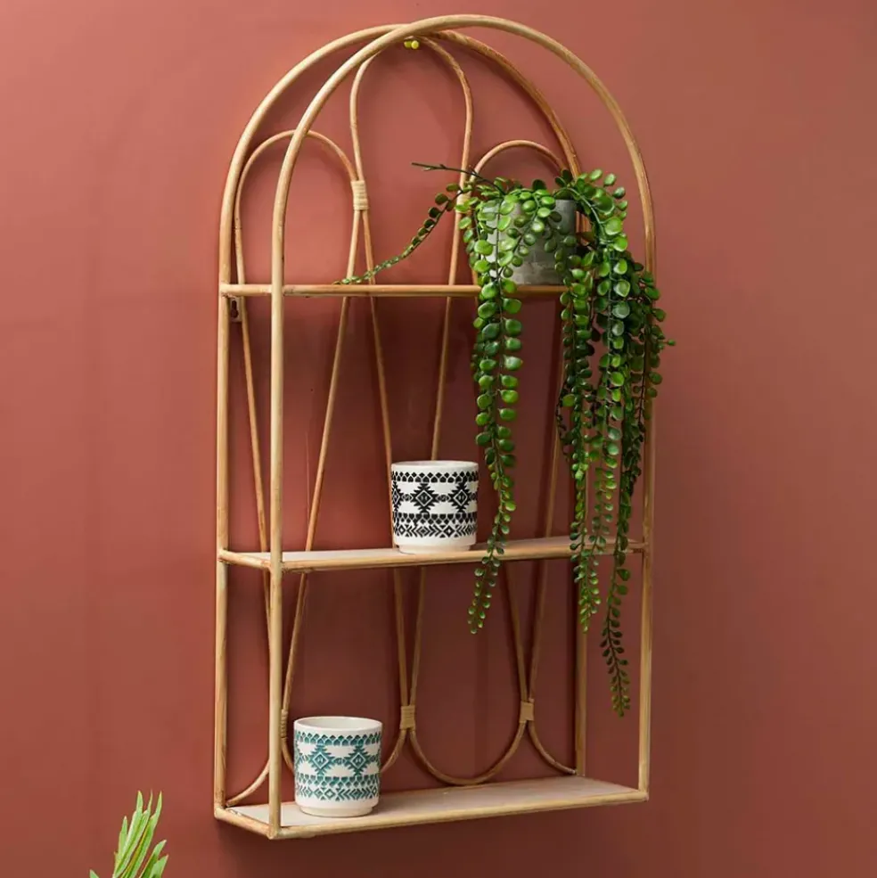 Etagère murale 3 niveaux en paulownia naturel h73cm - Java