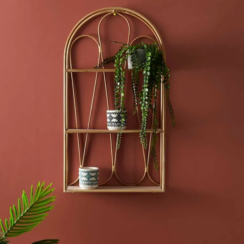 Etagère murale 3 niveaux en paulownia naturel h73cm - Java