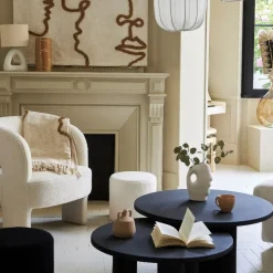 Fauteuil avec tabouret bouclette ecru - Organic