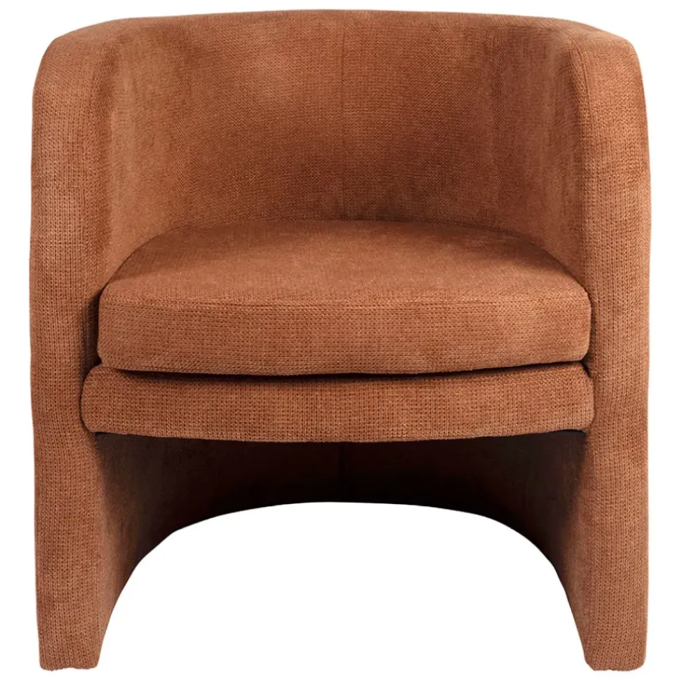Fauteuil club en tissu terracotta - Tessia