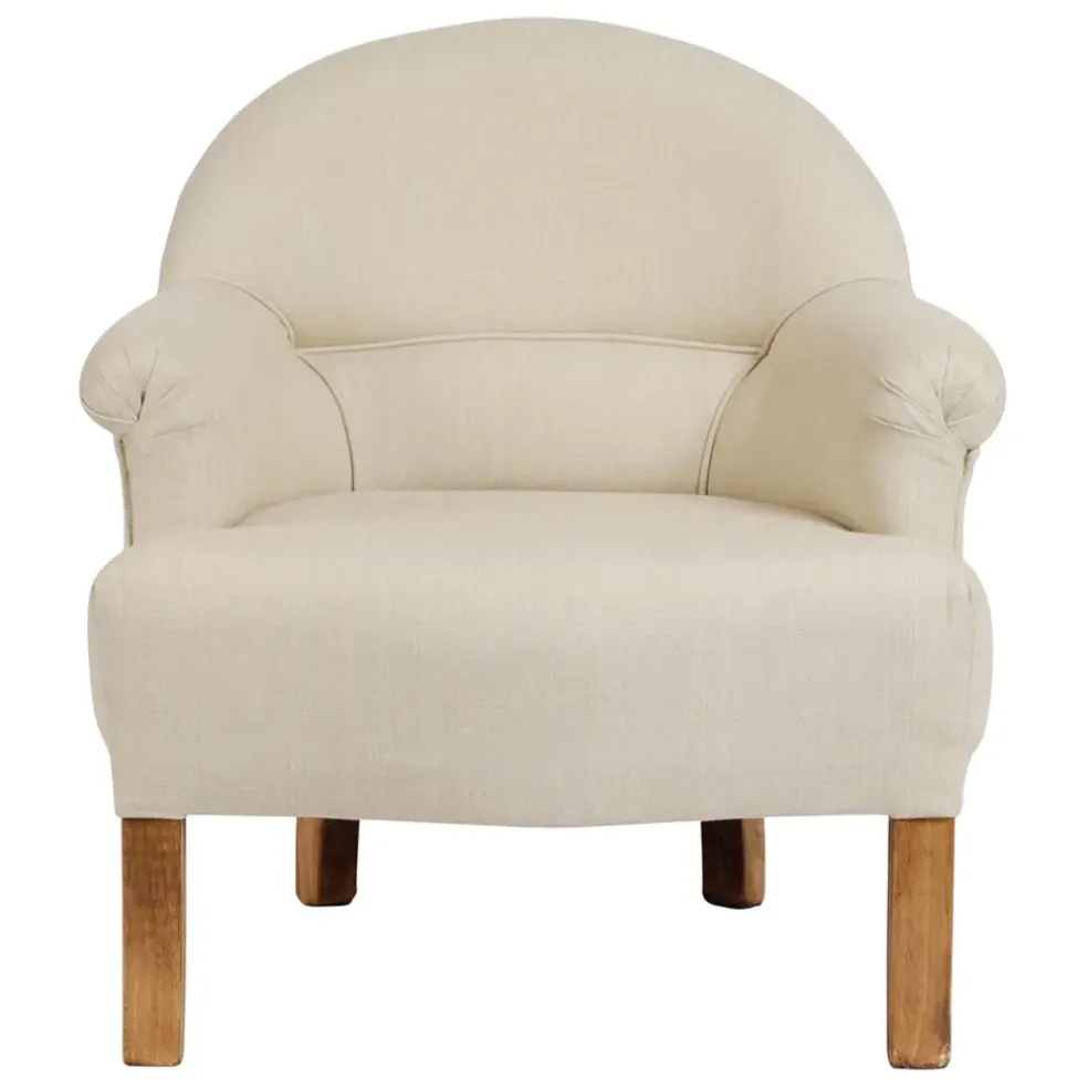Fauteuil crapaud en pin et coton crème - Chambray