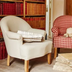 Fauteuil crapaud en pin et coton crème - Chambray