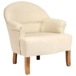 Fauteuil crapaud en pin et coton crème - Chambray