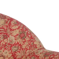 Fauteuil crapaud floral en coton rouge et pin - Margot