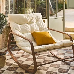Fauteuil de jardin à bascule beige - Miami
