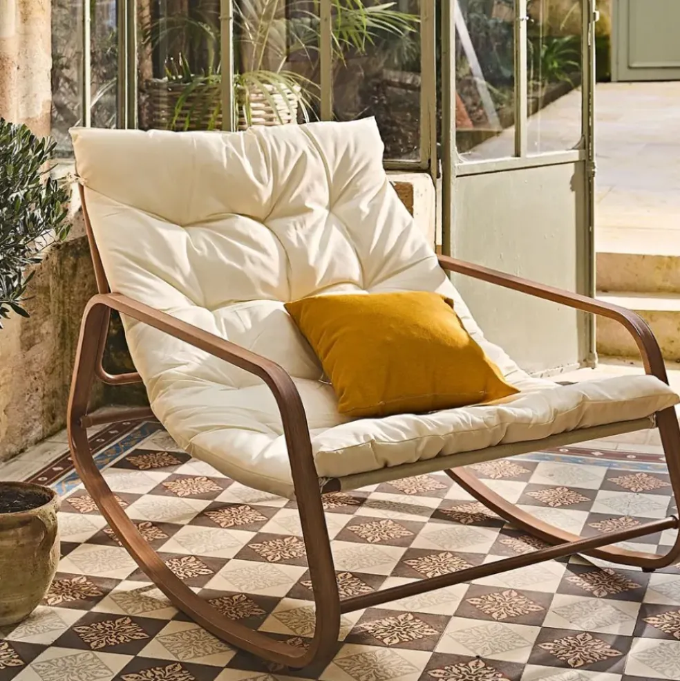 Fauteuil de jardin à bascule beige - Miami