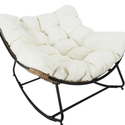 Fauteuil de jardin a bascule coussin beige -Tamia