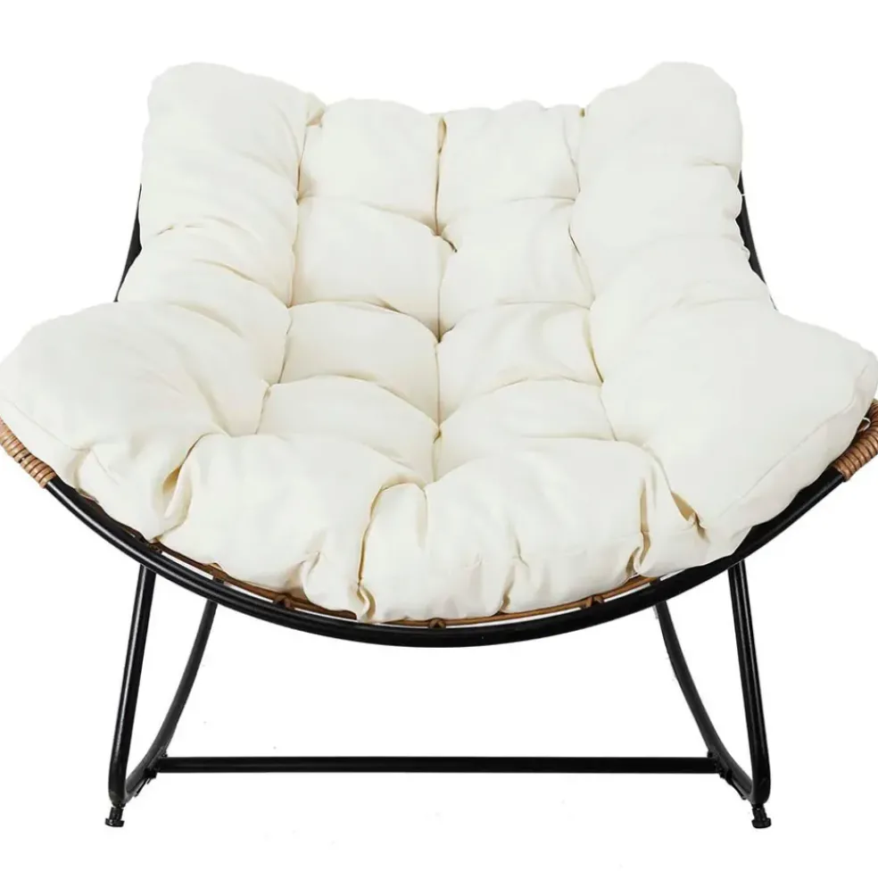 Fauteuil de jardin a bascule coussin beige -Tamia