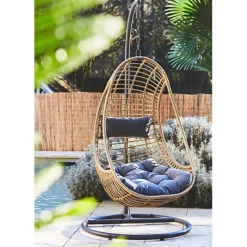 Fauteuil de jardin oeuf suspendu en resine tressée - Riga