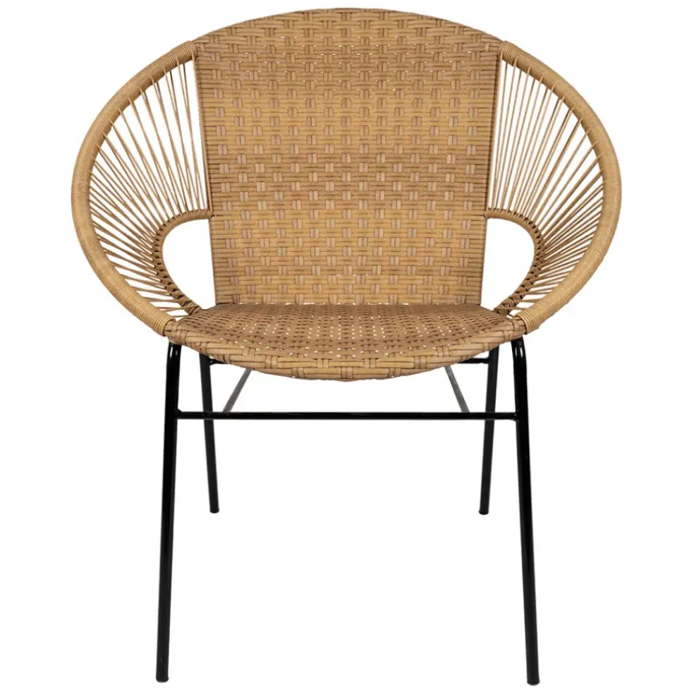 Fauteuil de jardin rond effet cannage naturel - Malaya