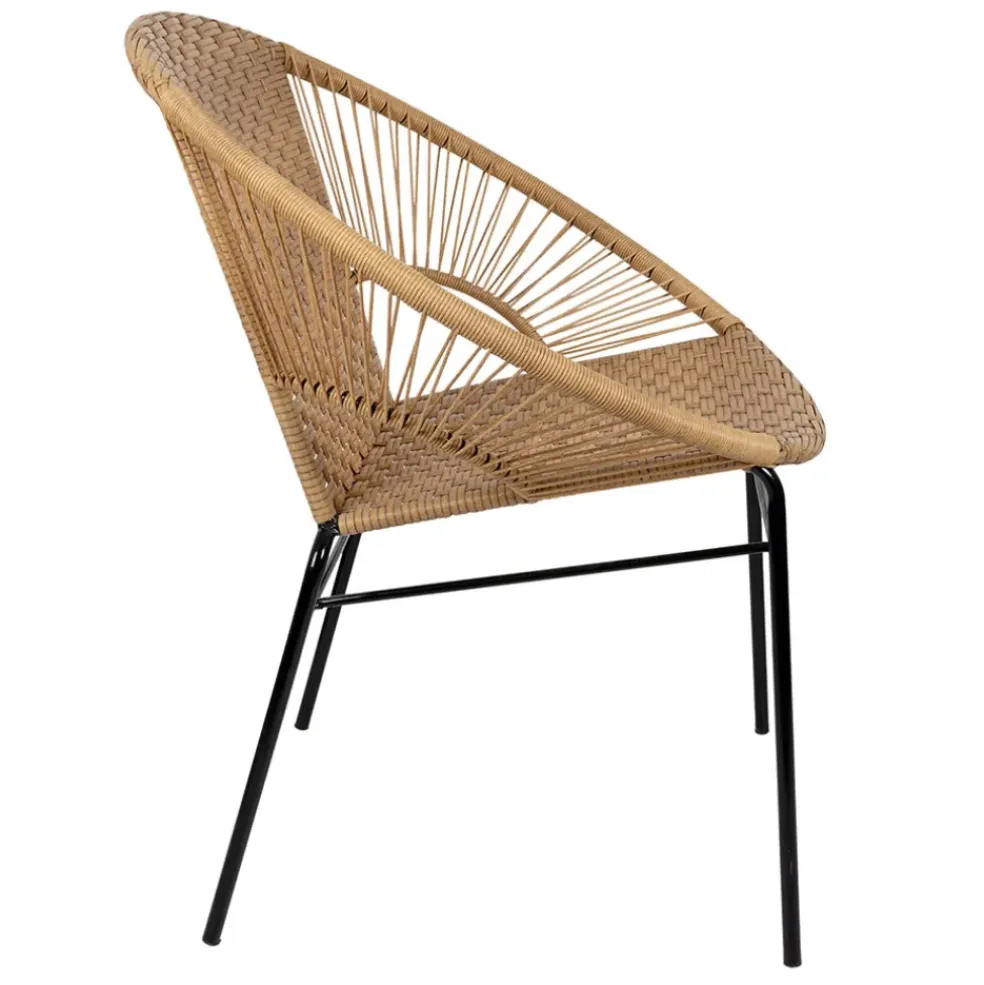 Fauteuil de jardin rond effet cannage naturel - Malaya