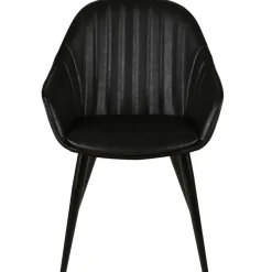 Fauteuil de salle à manger effet cuir noir - Ben
