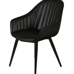 Fauteuil de salle à manger effet cuir noir - Ben