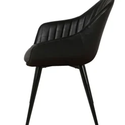 Fauteuil de salle à manger effet cuir noir - Ben