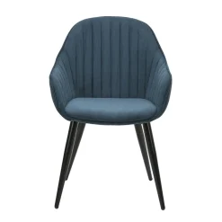 Fauteuil de salle à manger en velours côtelé bleu - Ben