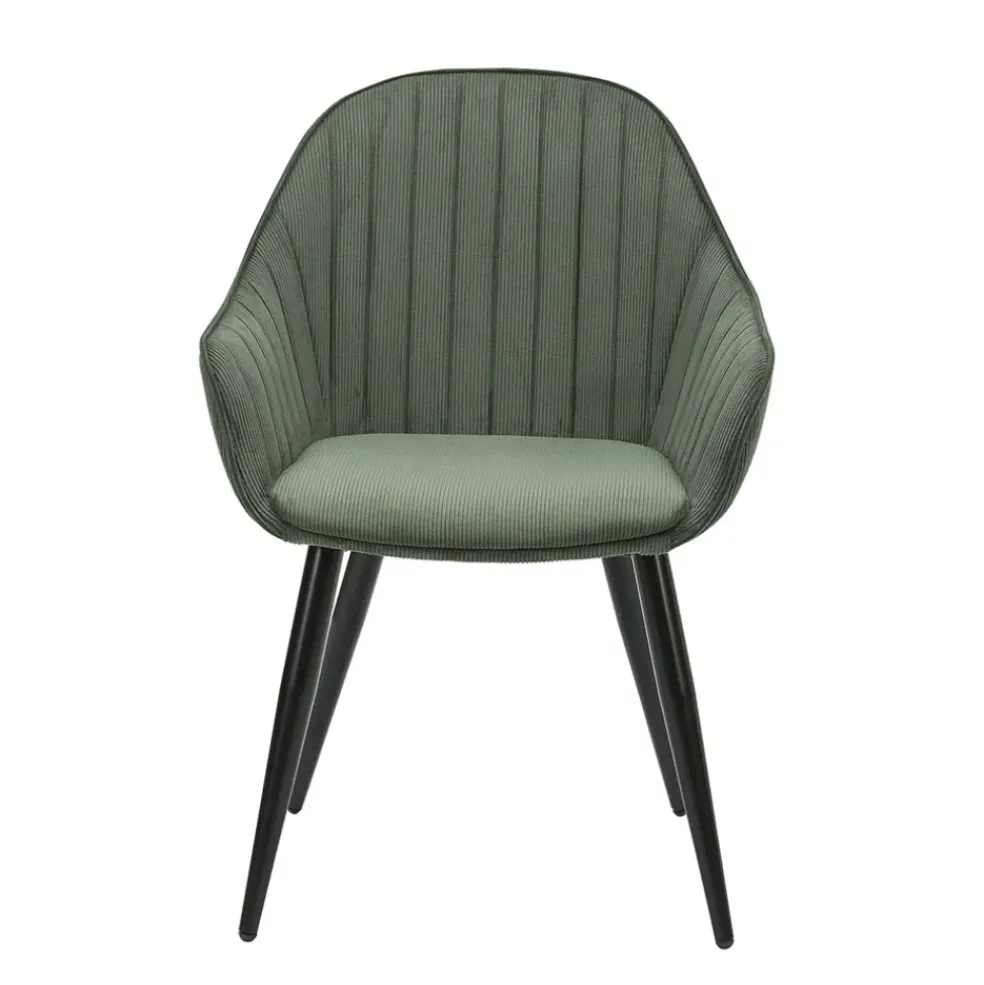 Fauteuil de salle à manger en velours côtelé kaki - Ben