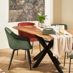 Fauteuil de salle à manger en velours côtelé kaki - Ben