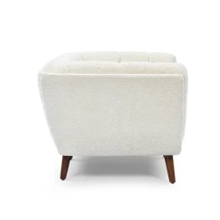 Fauteuil de salon en tissu effet bouclette écru - Beryl