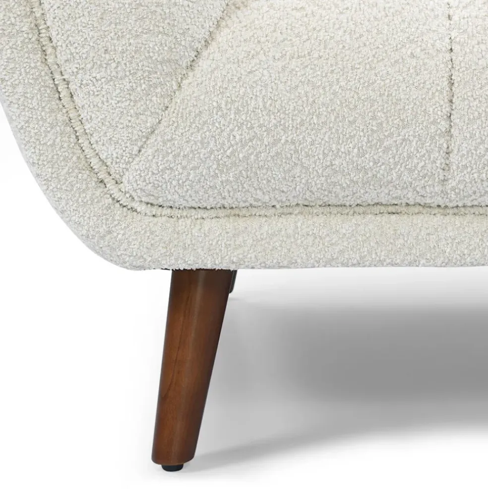 Fauteuil de salon en tissu effet bouclette écru - Beryl