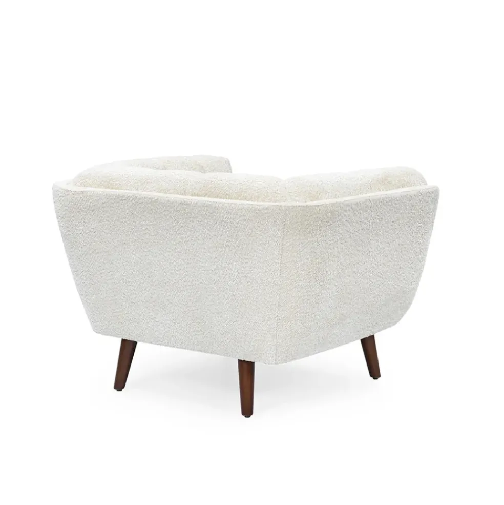 Fauteuil de salon en tissu effet bouclette écru - Beryl