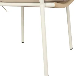 Fauteuil d'extérieur avec coussin en tissu beige et blanc - Ajay