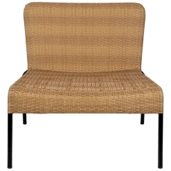 Fauteuil d'extérieur en acier et effet cannage naturel - Malaya