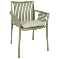 Fauteuil d'extérieur kaki avec coussin en tissu - Lumi