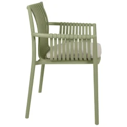 Fauteuil d'extérieur kaki avec coussin en tissu - Lumi
