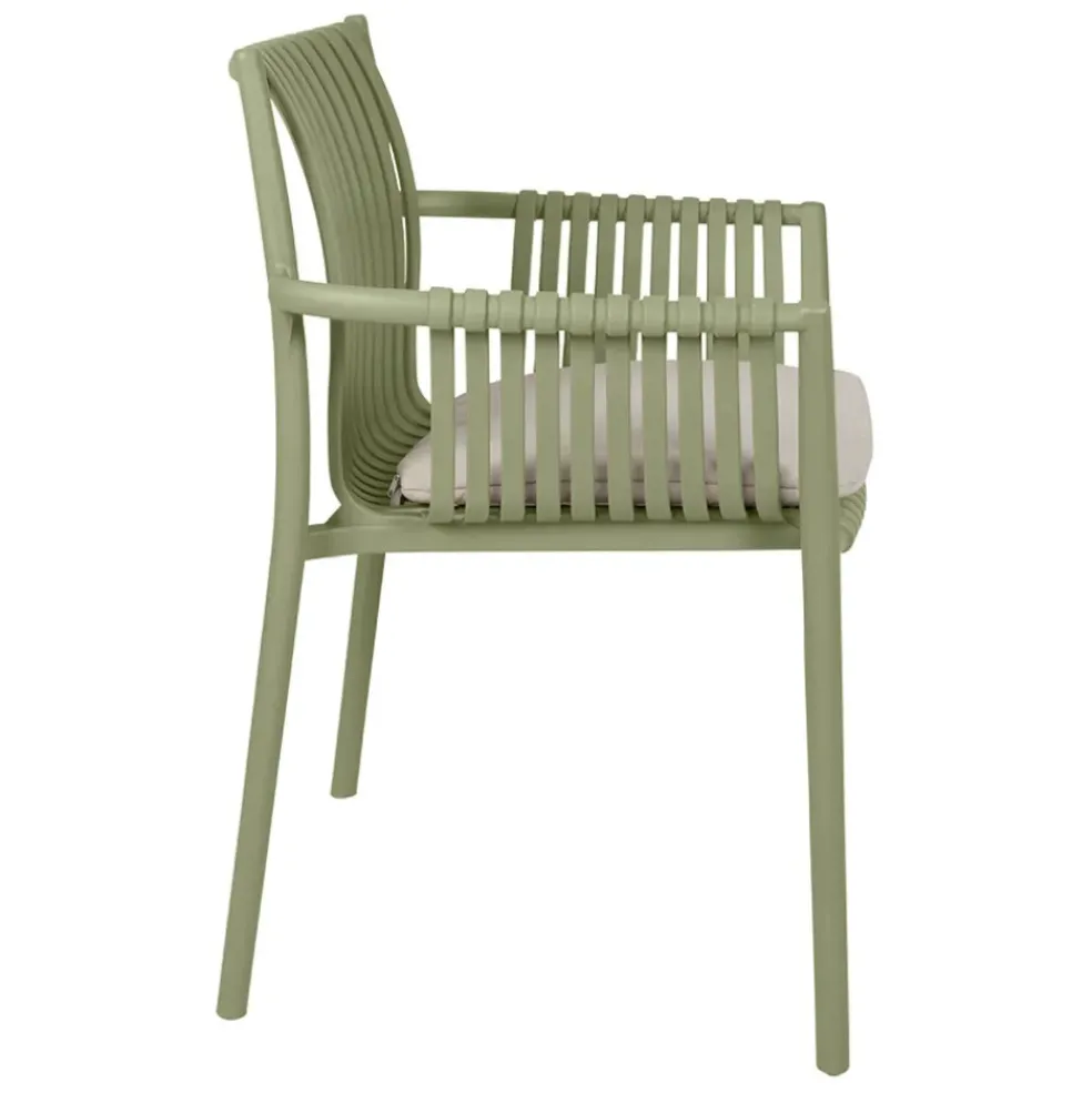 Fauteuil d'extérieur kaki avec coussin en tissu - Lumi