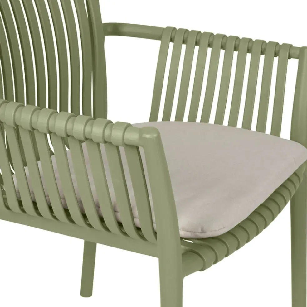 Fauteuil d'extérieur kaki avec coussin en tissu - Lumi