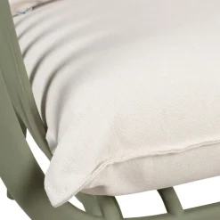 Fauteuil d'extérieur kaki avec 2 coussins en tissu blanc - Lumi