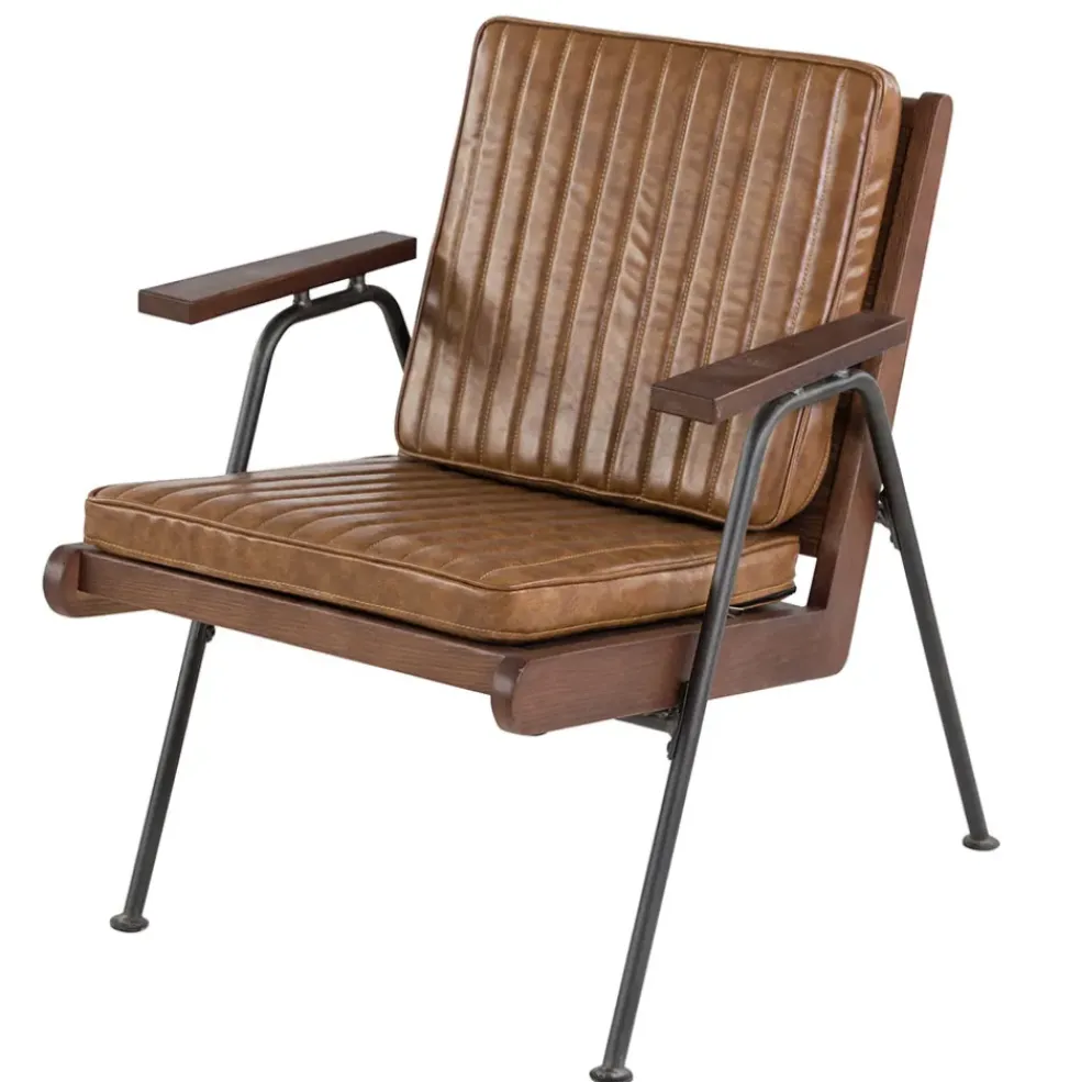 Fauteuil effet cuir marron clair - Lewis