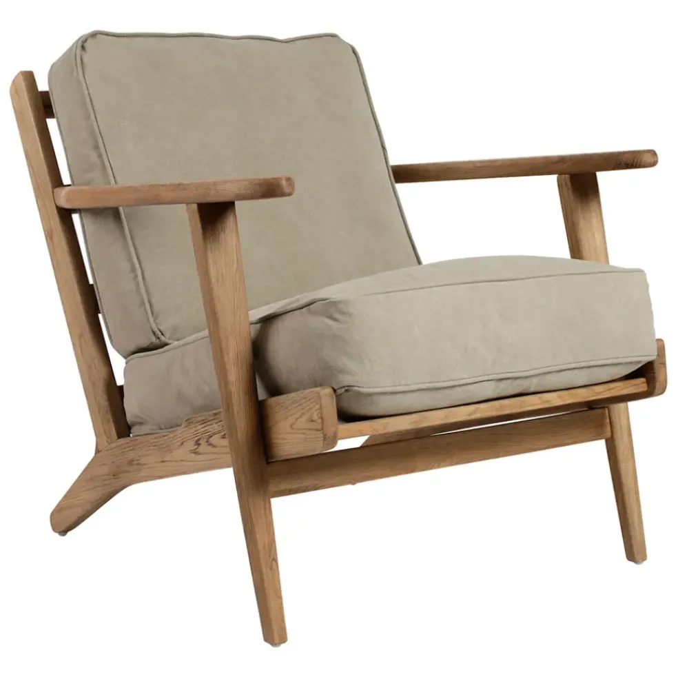 Fauteuil en coton gris et chêne - Laureli