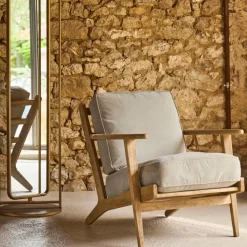 Fauteuil en coton gris et chêne - Laureli