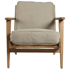 Fauteuil en coton gris et chêne - Laureli