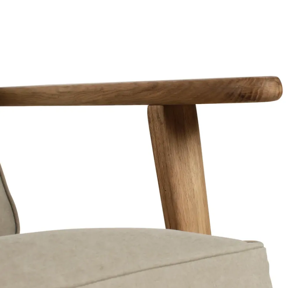 Fauteuil en coton gris et chêne - Laureli