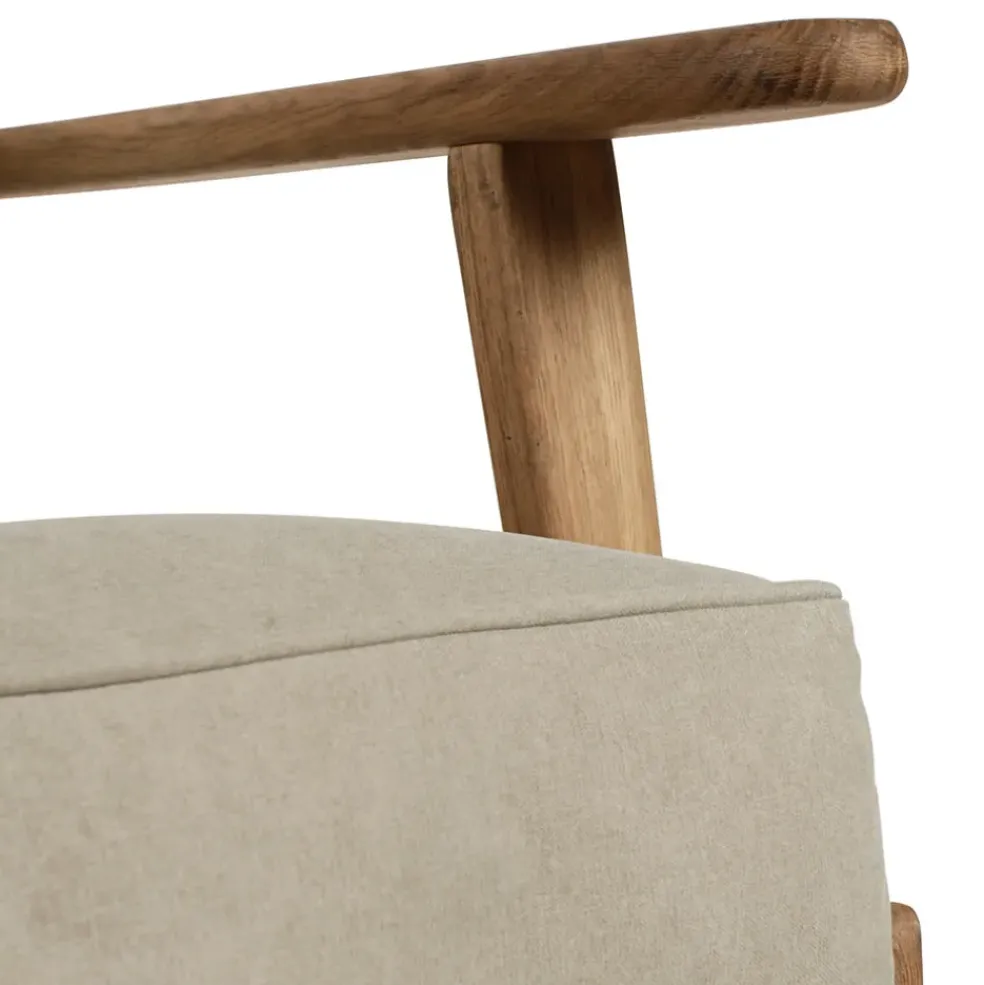 Fauteuil en coton gris et chêne - Laureli