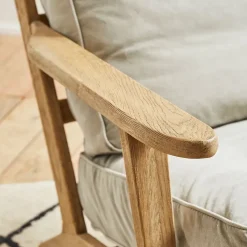 Fauteuil en coton gris et chêne - Laureli