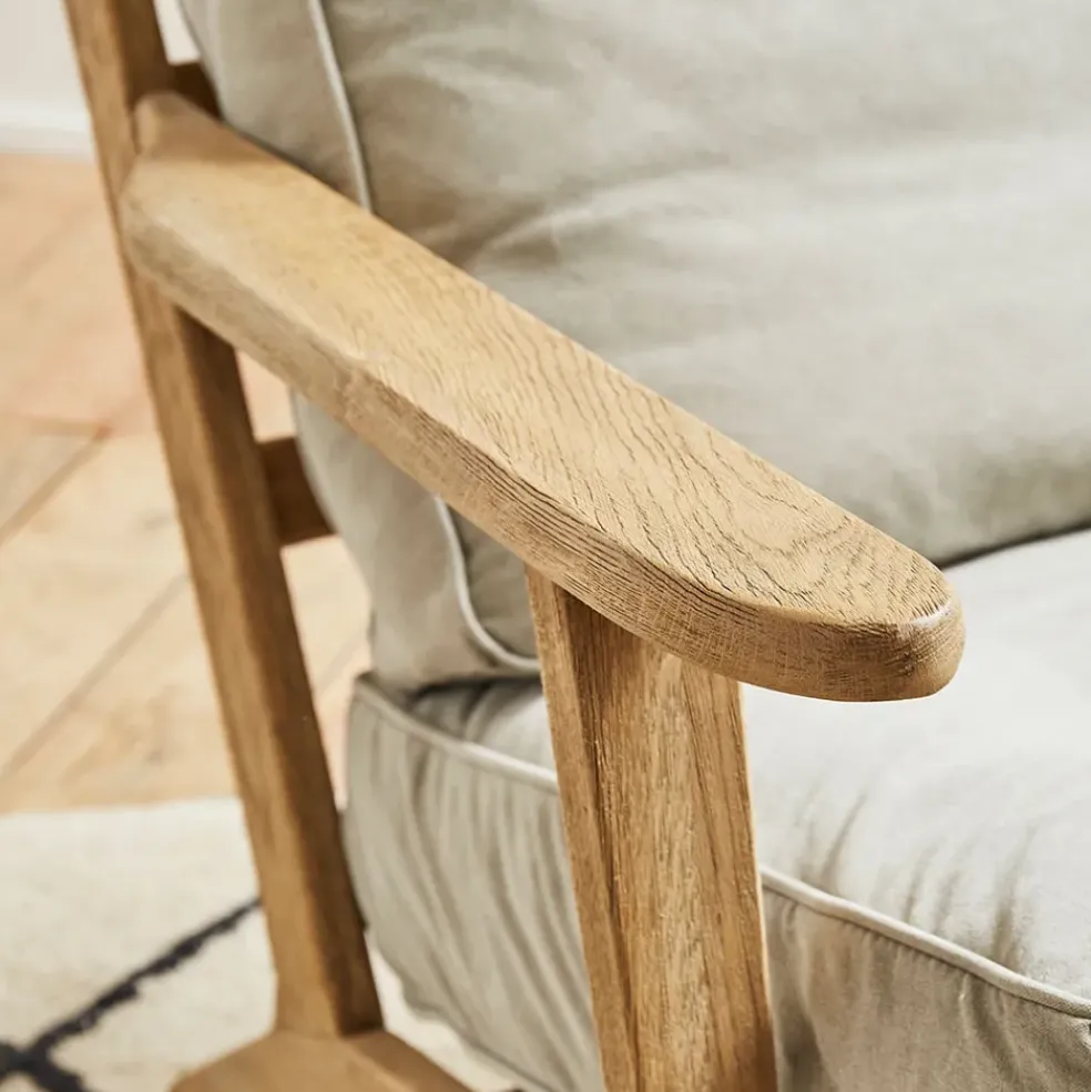 Fauteuil en coton gris et chêne - Laureli