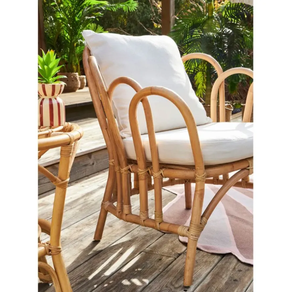 Fauteuil en rotin avec coussin blanc - Sherbrooke