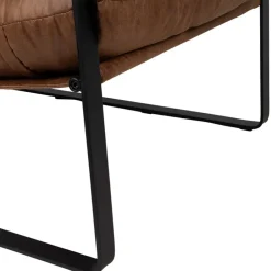 Fauteuil en simili-cuir brun et fer noir - Torsten