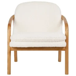 Fauteuil en tissu bouclette crème et pieds en frêne - Element