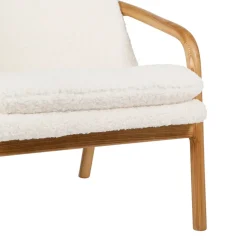 Fauteuil en tissu bouclette crème et pieds en frêne - Element
