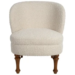 Fauteuil en tissu bouclette et hévéa écru - Claudine