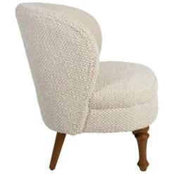 Fauteuil en tissu bouclette et hévéa écru - Claudine