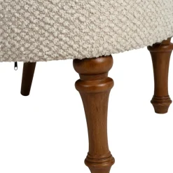 Fauteuil en tissu bouclette et hévéa écru - Claudine
