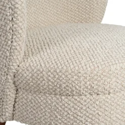 Fauteuil en tissu bouclette et hévéa écru - Claudine