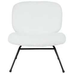 Fauteuil en tissu bouclette blanc et fer noir - Ethior