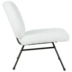 Fauteuil en tissu bouclette blanc et fer noir - Ethior